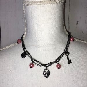 Heart key Pink Necklace choker